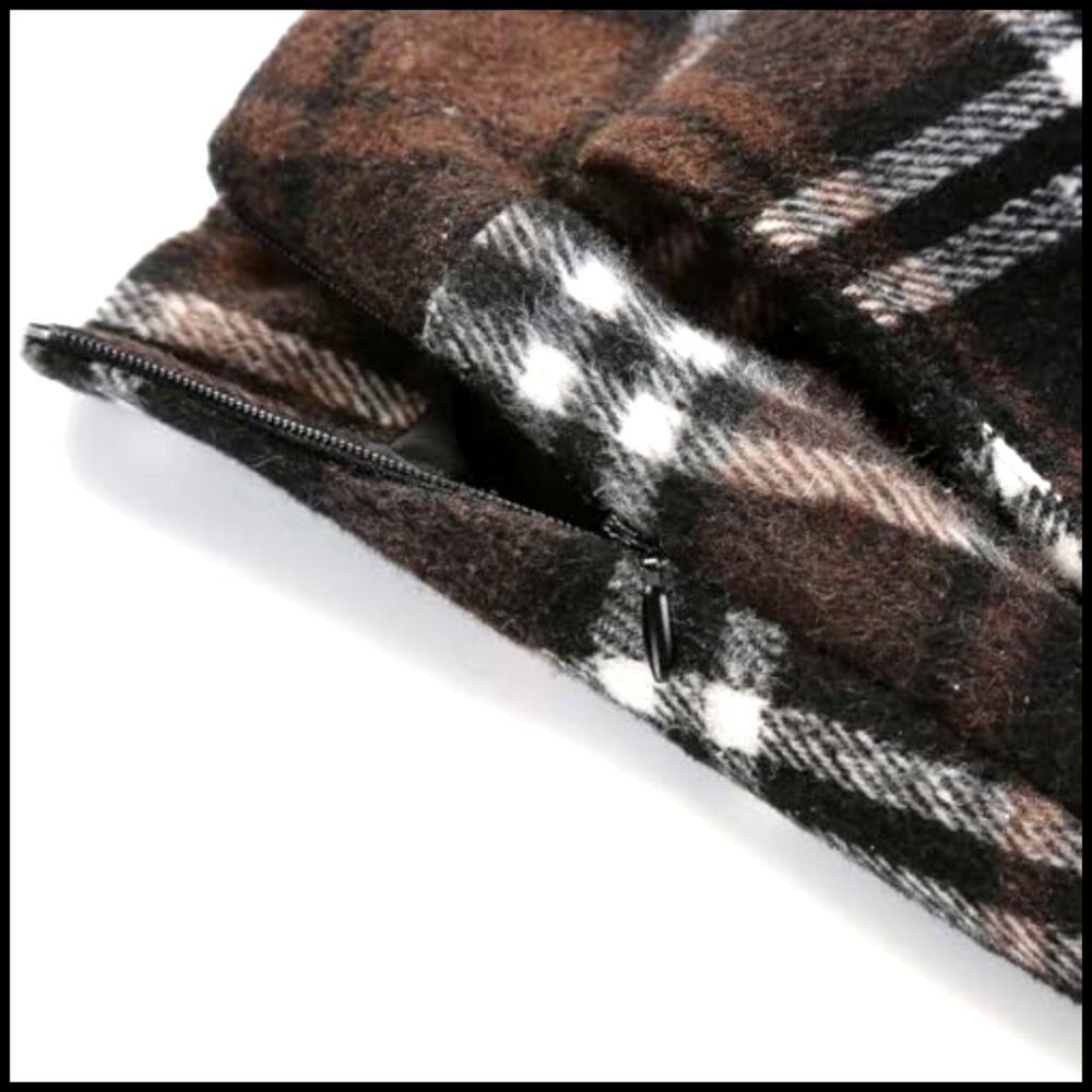 Long Plaid Wool Skirt High Waist A-Line Pleated Midi Tartan - Picture 4 of 6